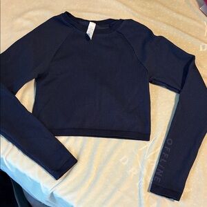 Aerie Navy Long Sleeve Crop Top